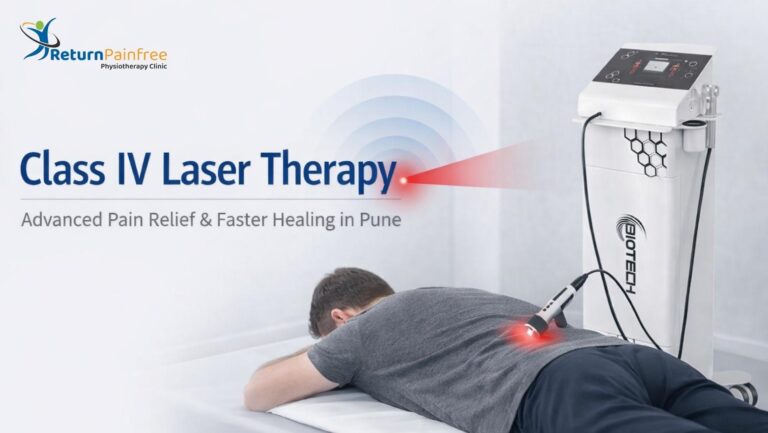 Class IV Laser Therapy treatment for pain relief and rehabilitation at physiotherapy clinic in Pune